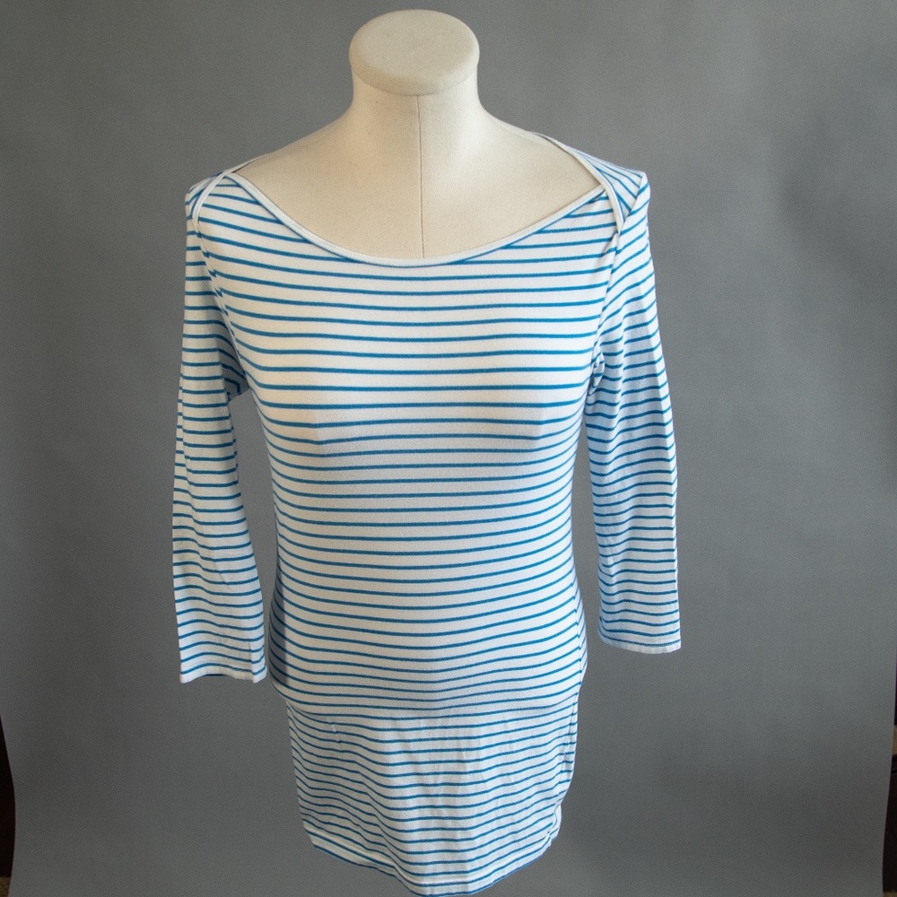 BABATON BLUE AND WHITE STRIPED 3/4 TOP